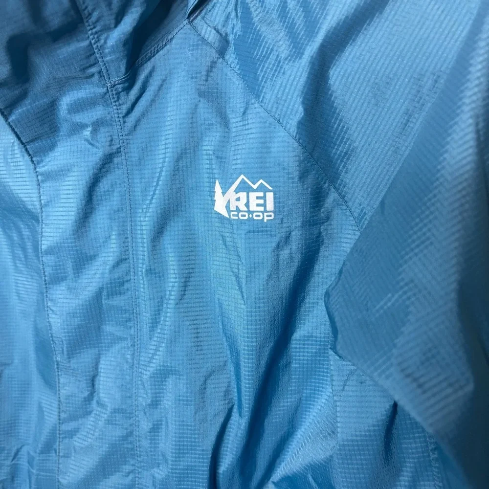 Kids REI Teal-Blue Hooded Shell Jacket Size 10-12